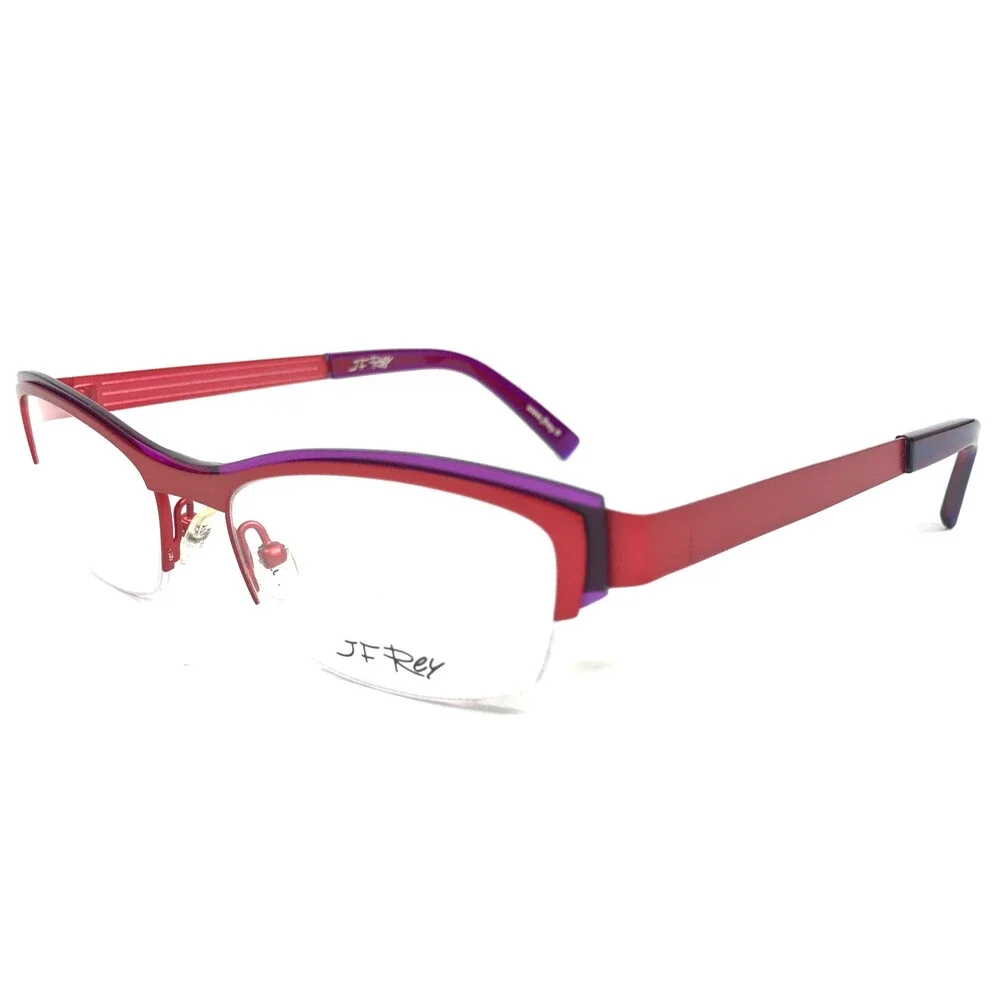 J.F. Rey Eyeglasses Frames JF2551 3080 Red Purple Cat Eye Half Rim 52-18-134